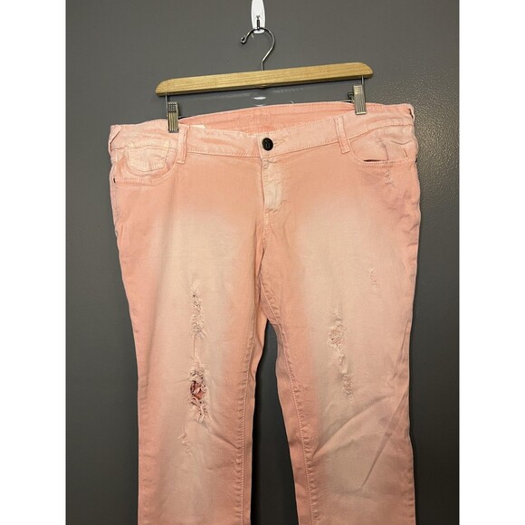 Decree Denim - Decree Jeans Juniors 17 Pink Light Wash Super Skinny Distressed Stretch Denim